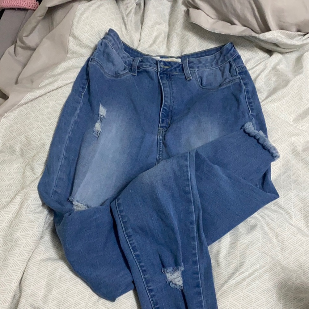 Super high waisted distressed fashion nova jeans